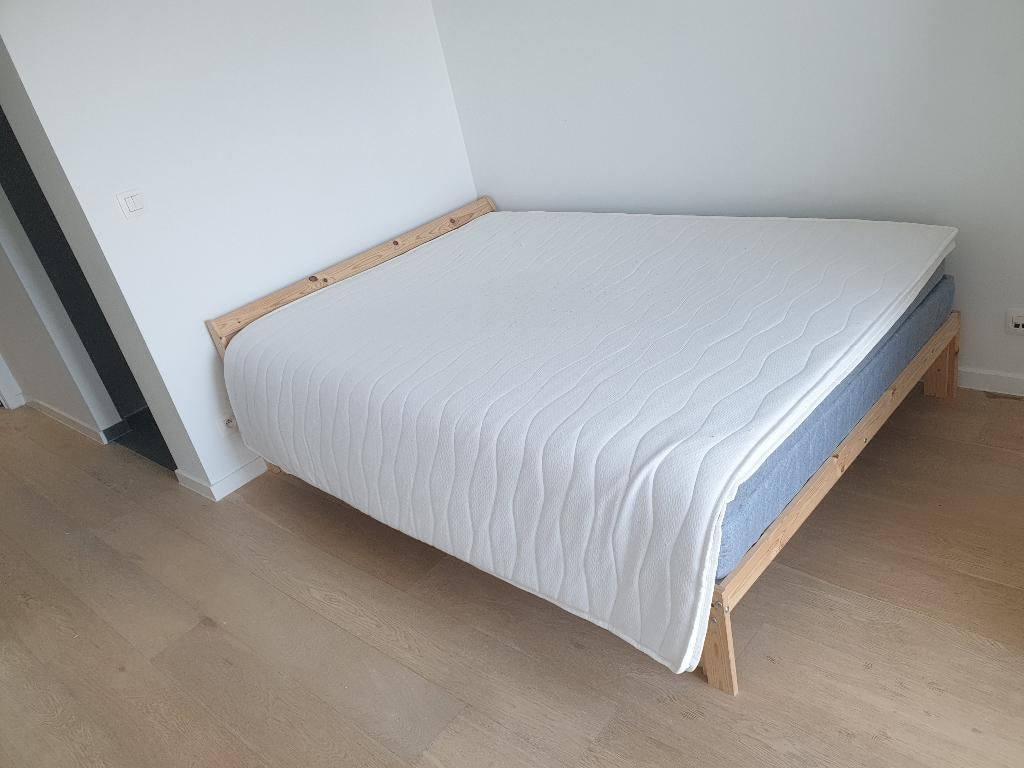 Lit 140m x 200m, Enlèvement ou Envoi, Beige, 200 cm, Bois