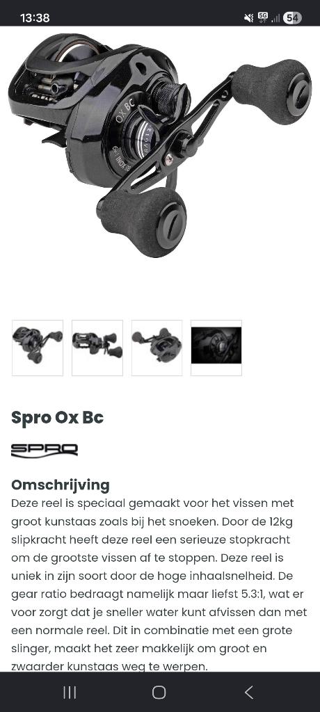 Spro Ox BC Reel, Watersport en Boten, Hengelsport | Roofvissen, Ophalen, Nieuw, Molen