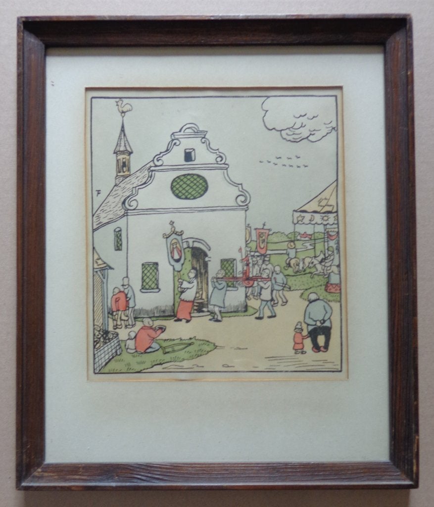 FELIX TIMMERMANS / PROCESSIE / KLEURLITHO / 32x27cm / KADER, Antiek en Kunst, Kunst | Litho's en Zeefdrukken, Gelimiteerde oplage