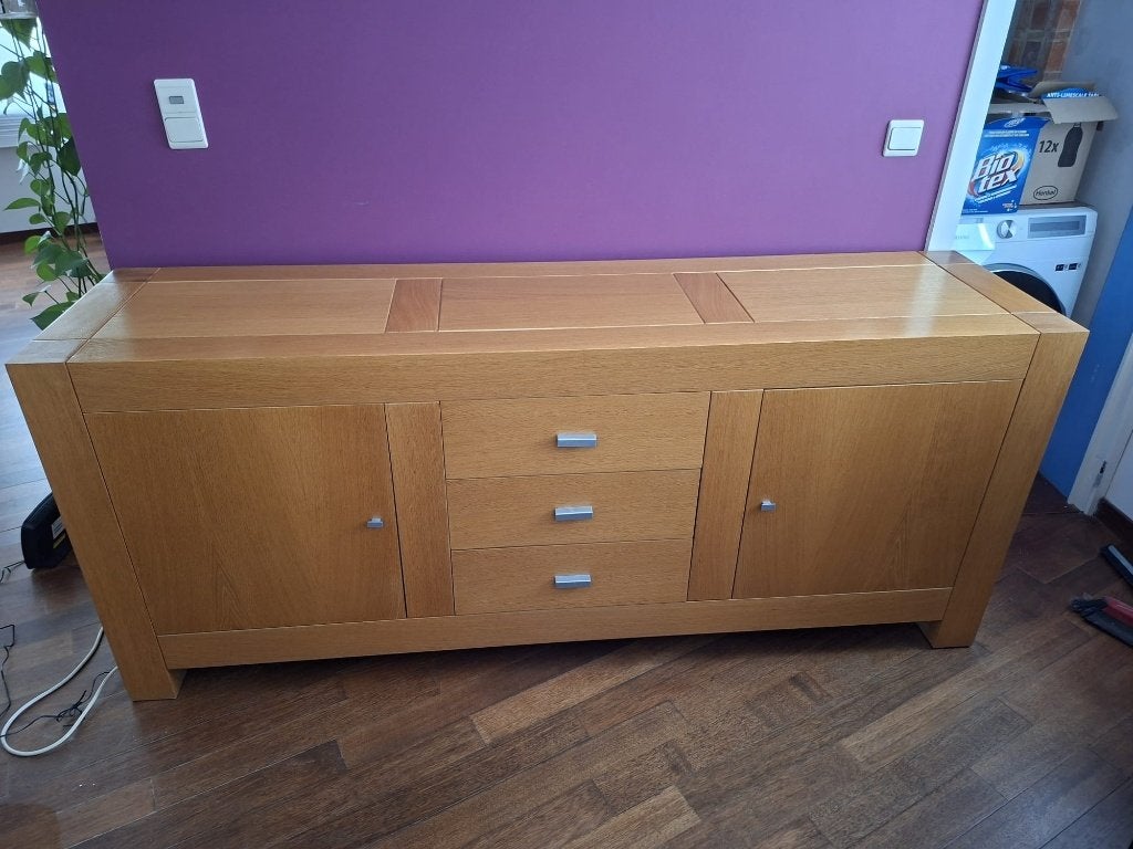 Heel mooie, grote dressoir (echt hout, geen vezelplaat)., 200 cm ou plus, Comme neuf, Enlèvement, Avec tiroir(s)