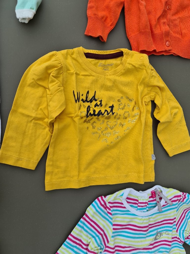 gele longsleeve, pull, trui, t-shirt Minymo 6m/68c, Ophalen, Zo goed als nieuw