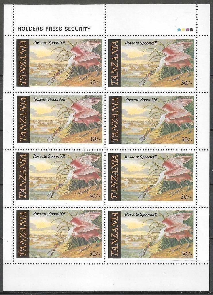 Tanzanie 1986 - Yvert 8 x 280 - Oiseaux d'Audubon (PF), Envoi, Tanzanie, Non oblitéré