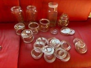 Vintage glazen potten, Huis en Inrichting, Keuken | Potten en Pannen, Met deksel, Ophalen