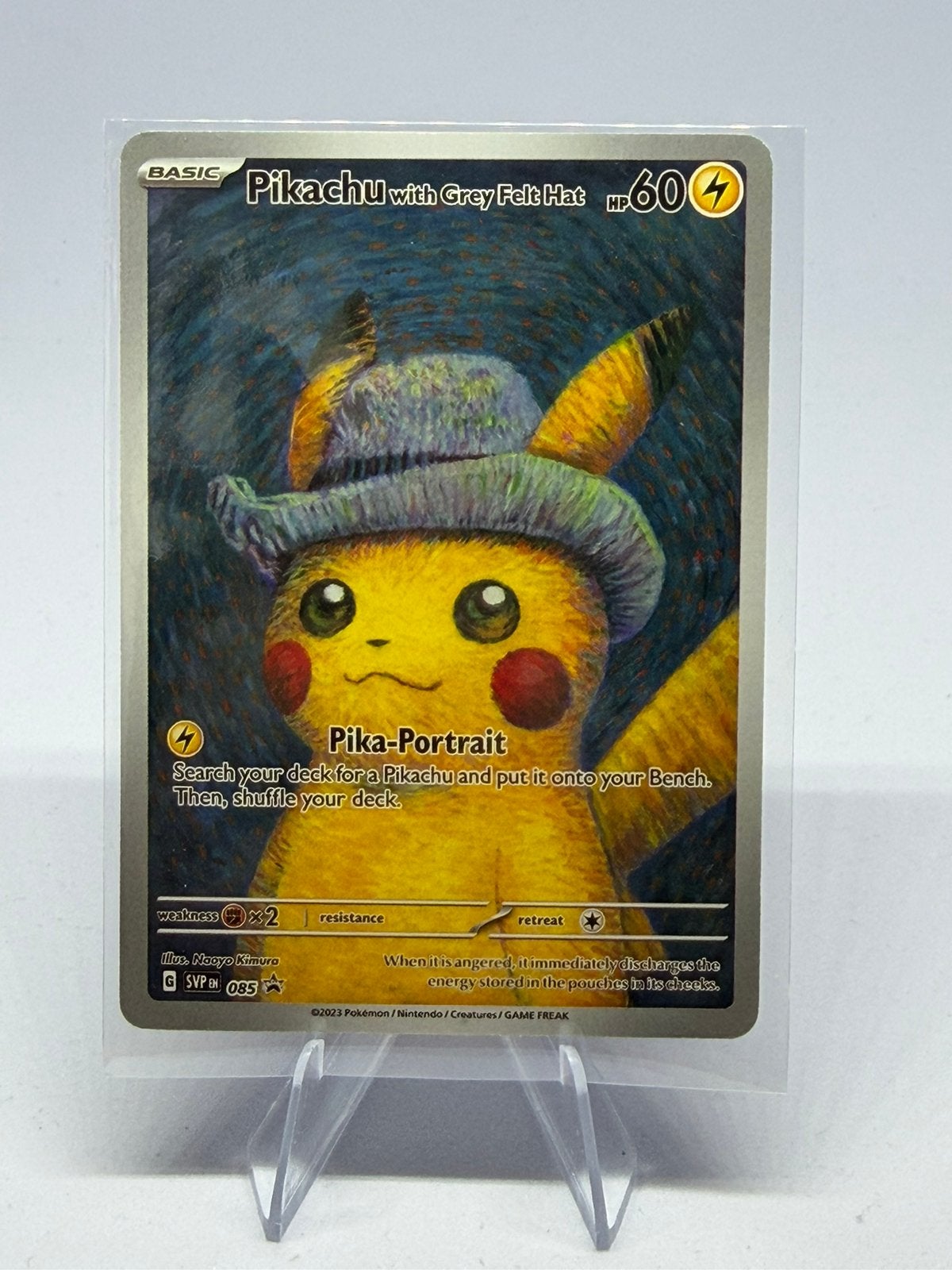 Pikachu with Grey Felt Hat Van Gogh Pokémon kaart, Ophalen of Verzenden, Nieuw, Losse kaart