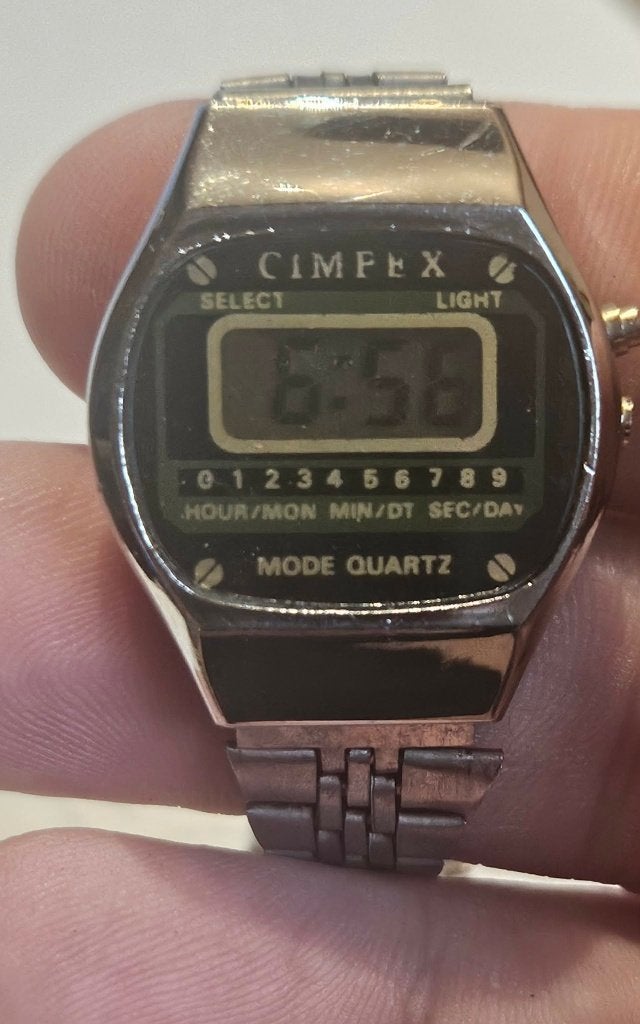 Montre Cimpex Vintage Digital Quartz Bracelet Acier (MW119), Antiek en Kunst, Ophalen of Verzenden