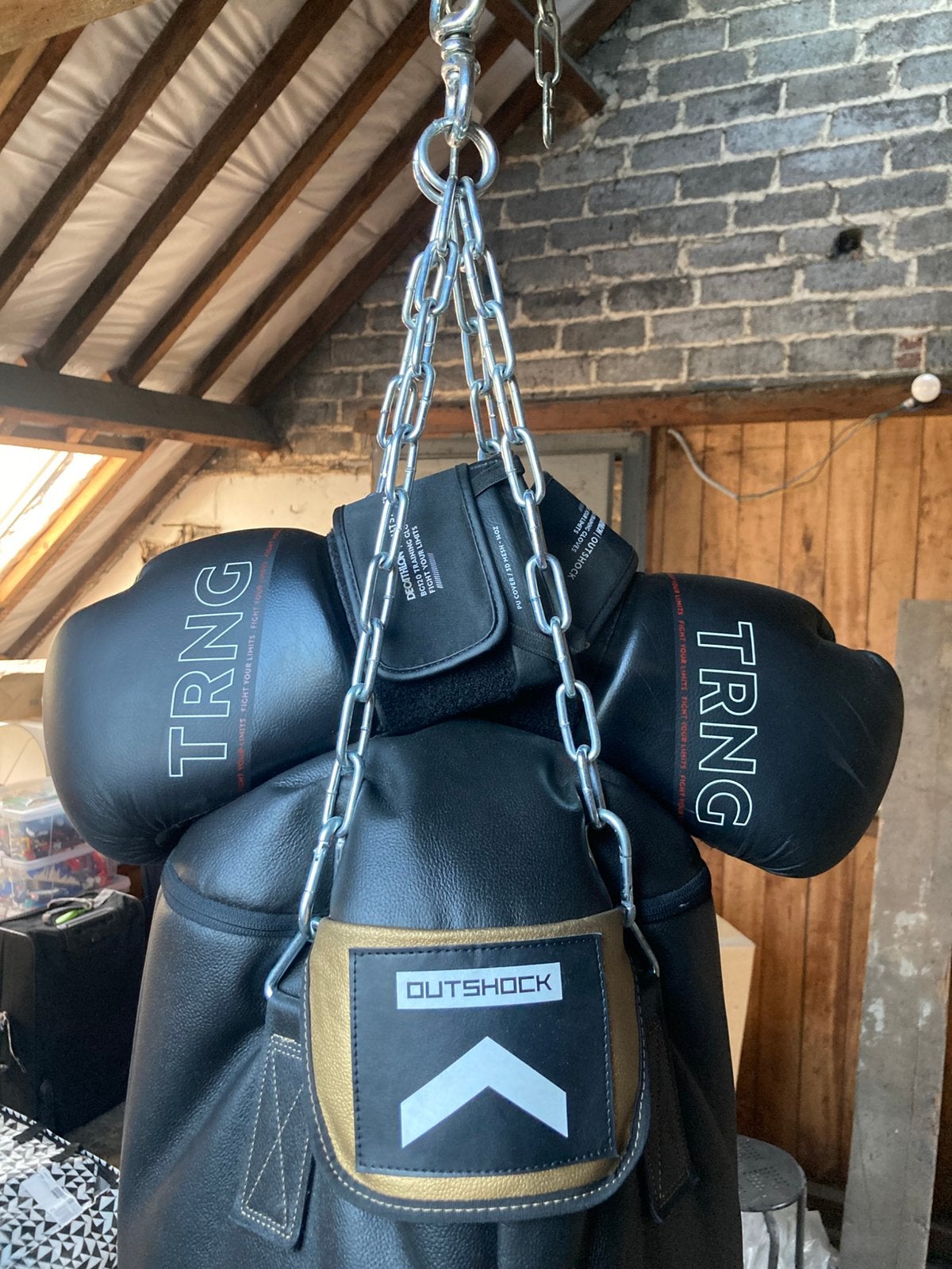 Sac de frappe cuir 150cm + gants boxe, Enlèvement, Comme neuf, Gants de boxe