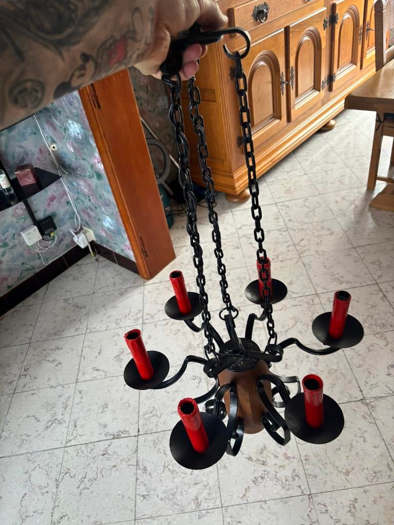 Lustre fer forge, Enlèvement, Utilisé, Bois