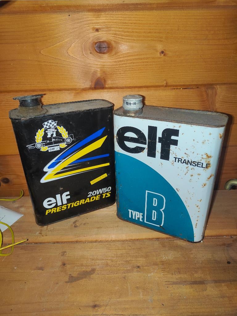 2 blikken motorolie Elf, Ophalen of Verzenden