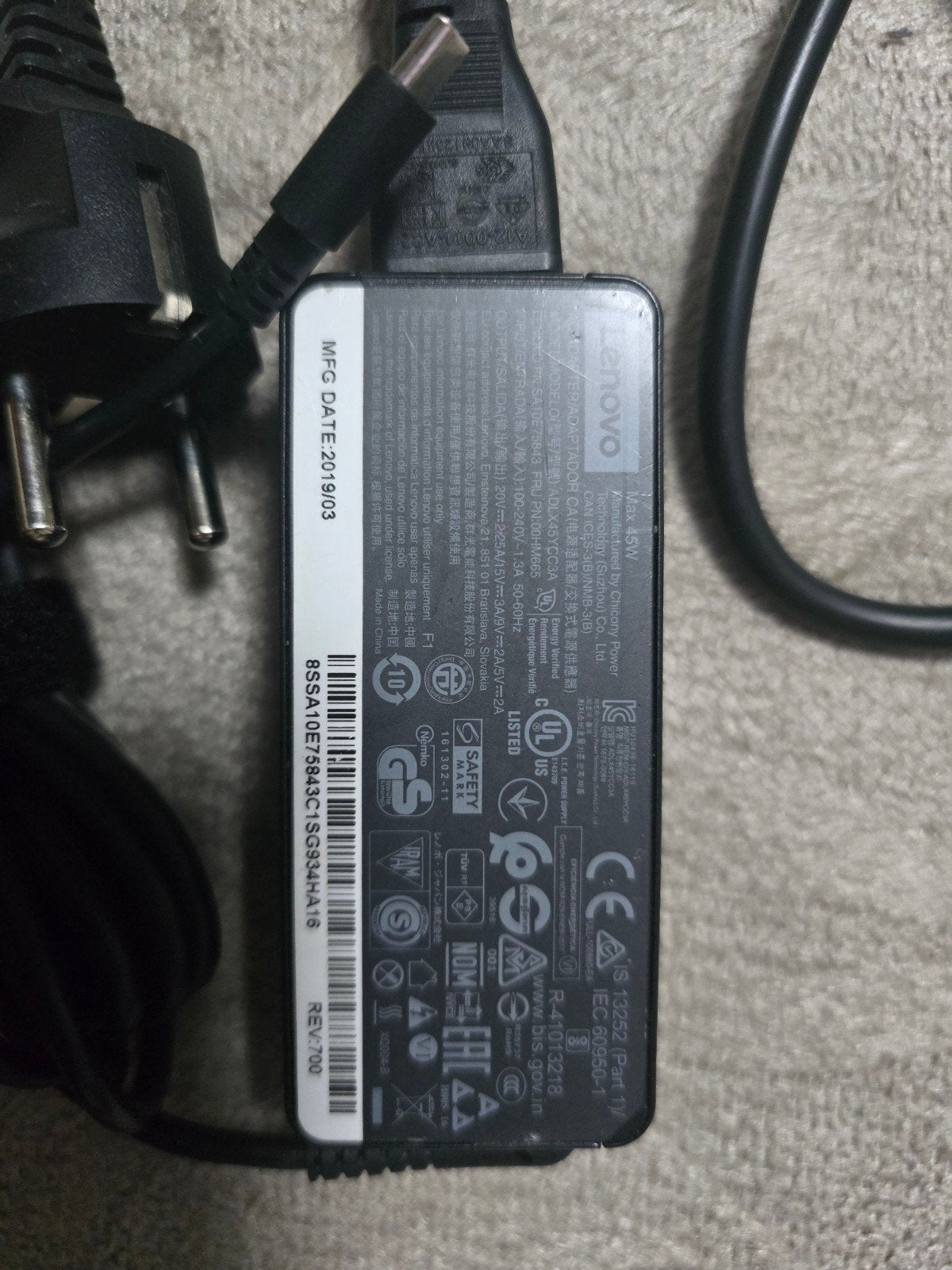 chargeur lenovo 45w, Computers en Software, Ophalen of Verzenden