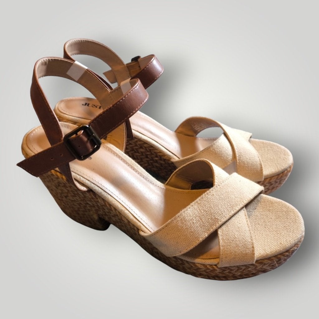 JustFab Platform Sandalen Crème, Vêtements | Femmes, Chaussures, Neuf, Enlèvement ou Envoi, Beige, JustFab