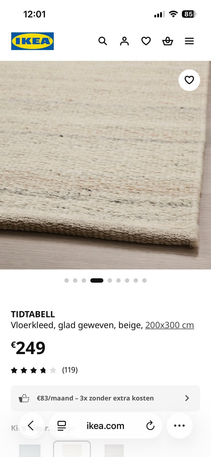 IKEA TIDTABELL tapijt 200x300 cm – Beige – Zo goed als nieuw, Huis en Inrichting, Stoffering | Tapijten en Vloerkleden, Ophalen