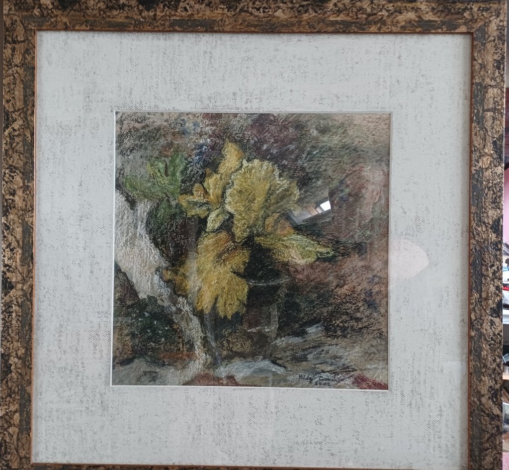 Schilderij pastelkrijt, ingelijst, nieuw., Ophalen, Glas, Passe-partout