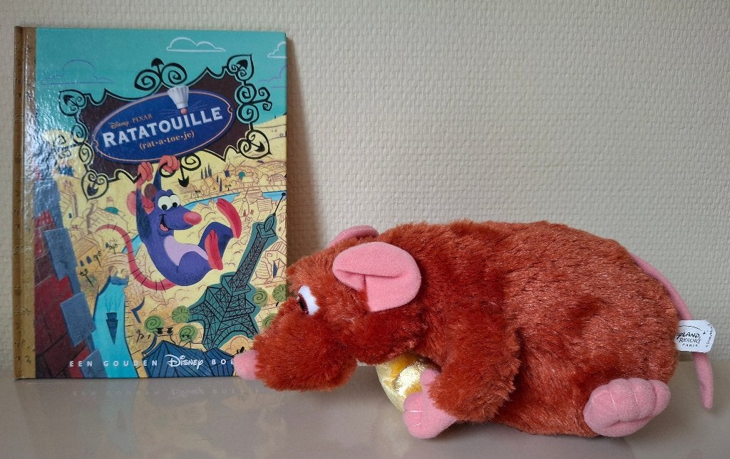 Disney Ratatouille pluche Emile Rat + gouden Disneyboekje, Ophalen of Verzenden, Zo goed als nieuw