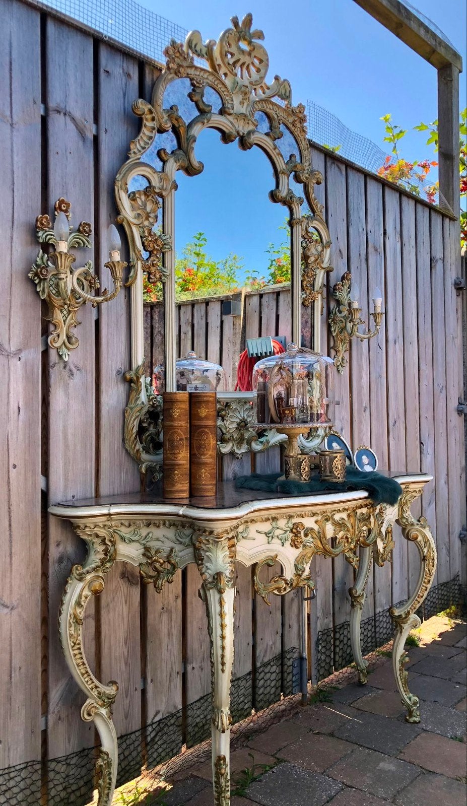 Prachtige Barok / Rococo Consoletafel met Grote Spiegel & Wa, Antiek en Kunst, Ophalen