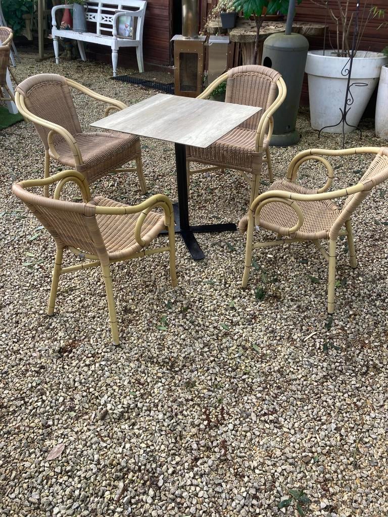 Bistrotafel en 4 stoelen, Tuin en Terras, Tuintafels, Ophalen, Zo goed als nieuw