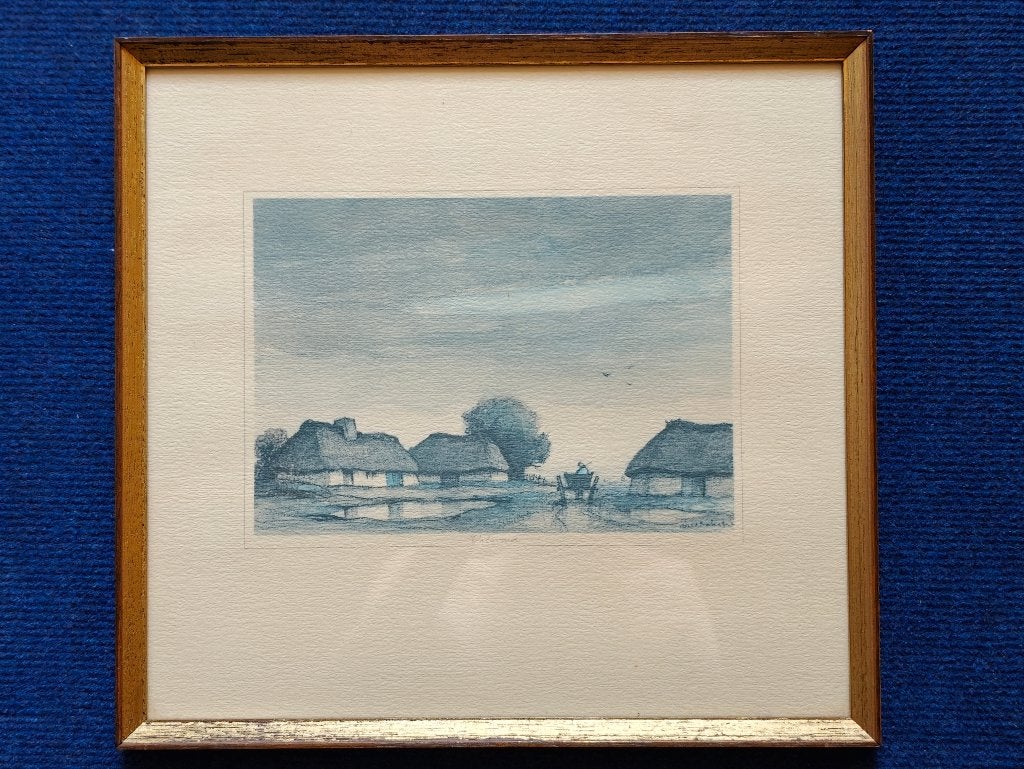 Gravure - Dirk Baksteen — « Nightfall », Enlèvement, Paysage, Eau-forte, 1950 - 1999