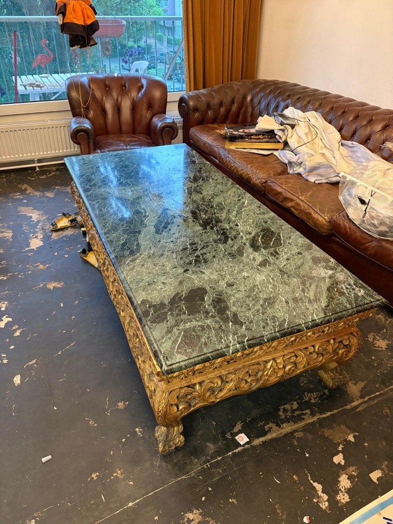 Magnifique table basse avec plateau en marbre amovible, Enlèvement