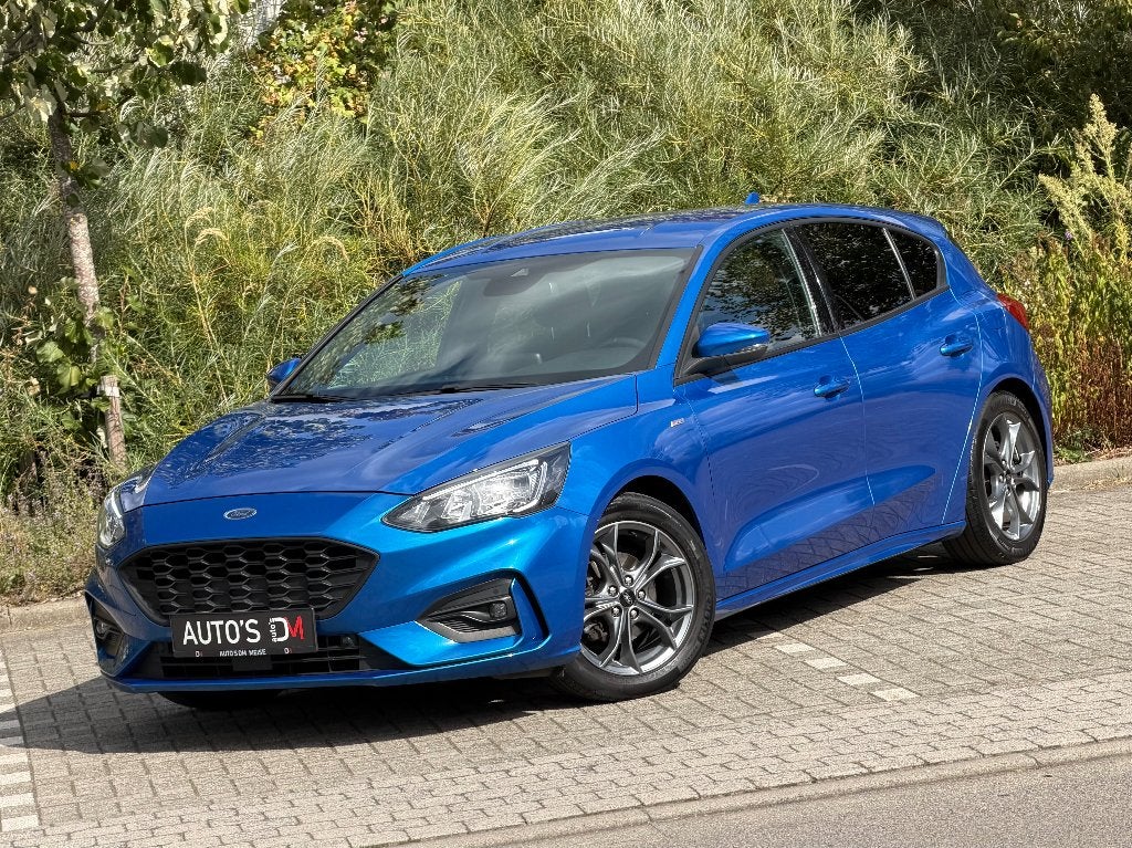 Ford Focus 1.0 EcoBoost ST-Line Navi,Airco,Cruise,PDC, Stof, 1280 kg, Blauw, Bedrijf