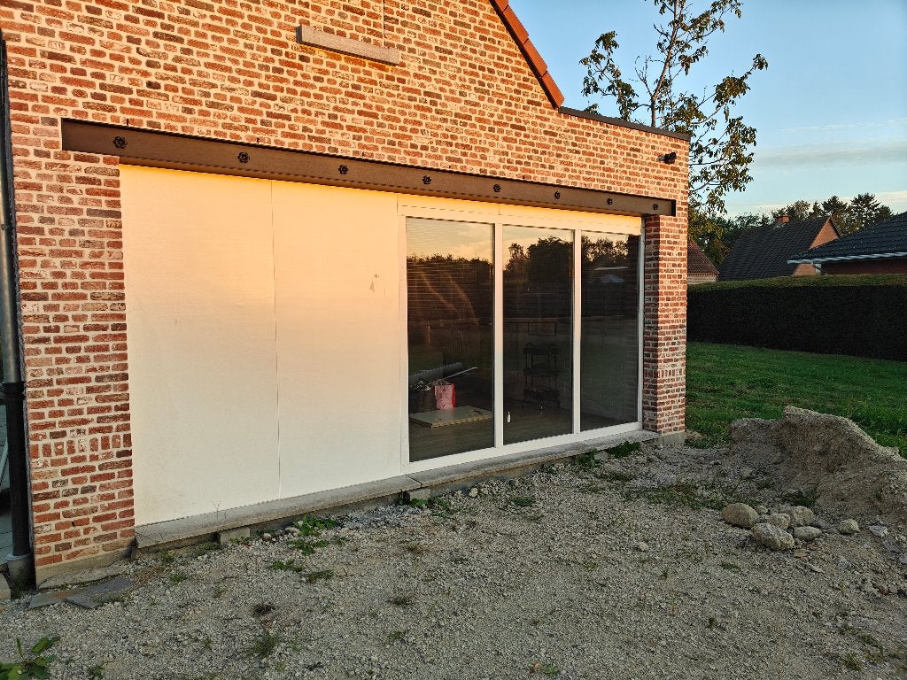 Houten raam 307 x 217 cm met blindering, Ophalen, Gevelraam of Ruit, 160 cm of meer, Zo goed als nieuw