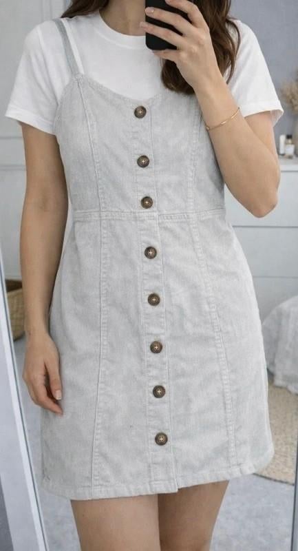 Lichtblauwe jurk in ribfluweel, Verzenden, Maat 36 (S)