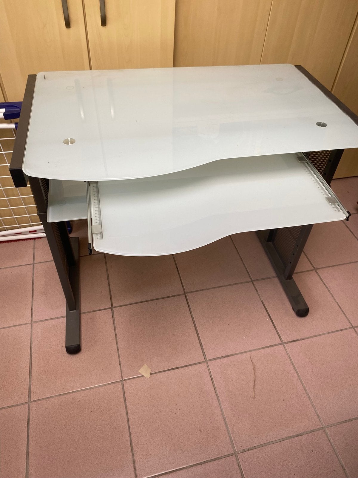 Bureau, Comme neuf, Enlèvement, Verre, Blanc