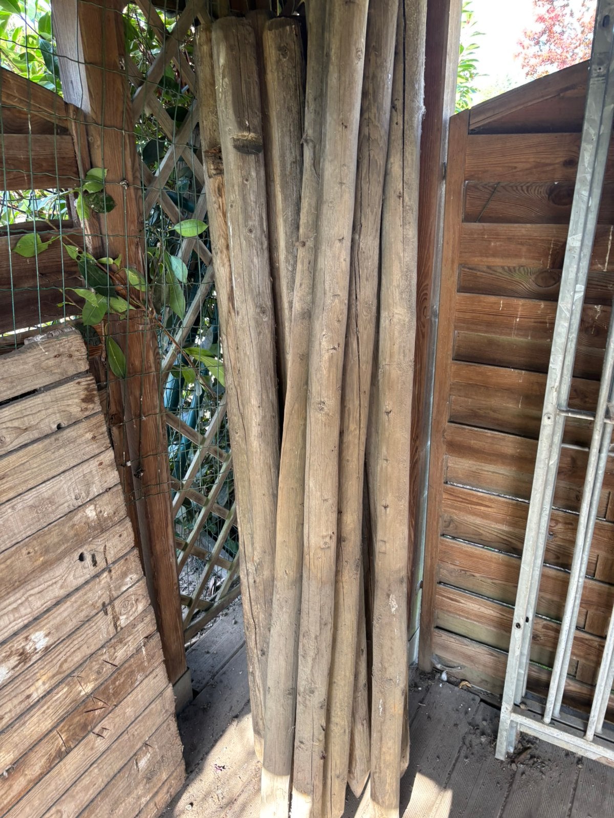 Houten palen 1.80 15 stuks, Jardin & Terrasse, Enlèvement, Comme neuf, Bois, 1 à 2 mètres