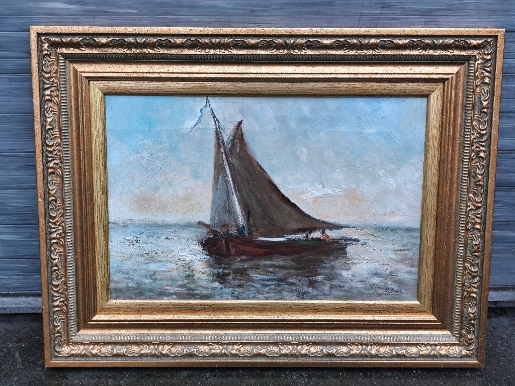 Huile sur toile marine signe p decoster, Antiquités & Art, Art | Peinture | Classique, Enlèvement ou Envoi, École hollandaise