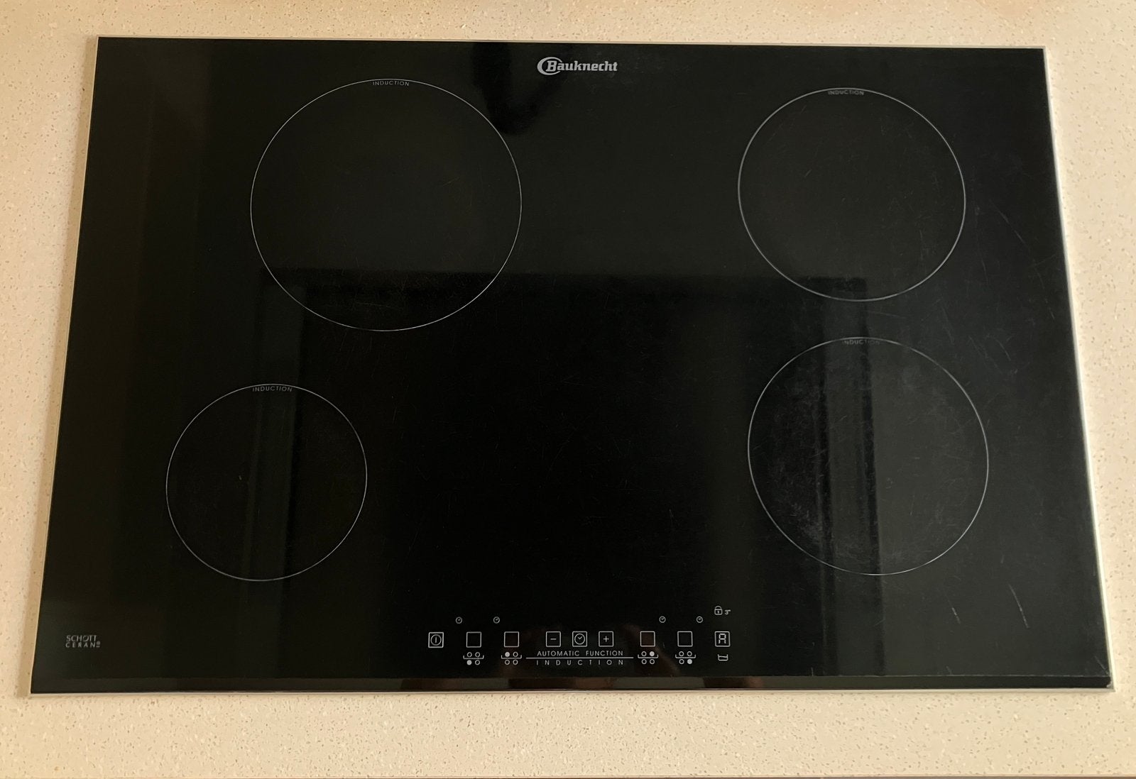 Bauknecht inductie kookplaat 77x51cm, Elektronische apparatuur, Kookplaten, Ophalen, Gebruikt, 4 kookzones, Inbouw