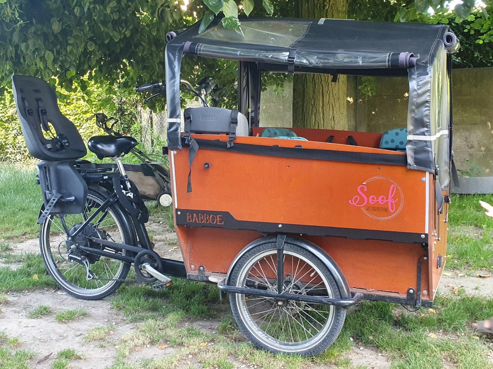 Babboe max-e, Fietsen en Brommers, 4 kinderen of meer, Gebruikt, Huif, Schijfrem