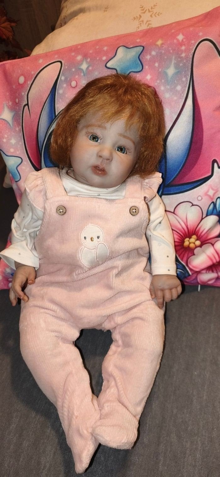 poupée Reborn 47 cm + peluche Angel 38 cm, Enlèvement ou Envoi, Poupée, Utilisé, Réaliste ou Reborn