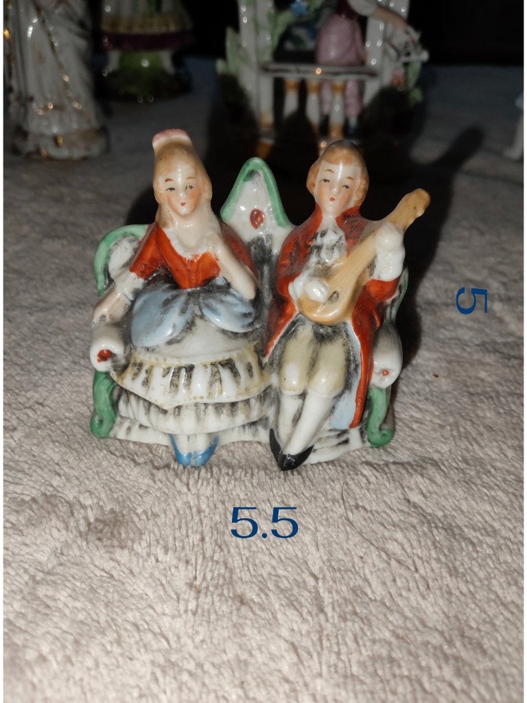 Oud porseleinen beeldje muzikanten Meissen Saksische stijl, Antiek en Kunst, Ophalen of Verzenden