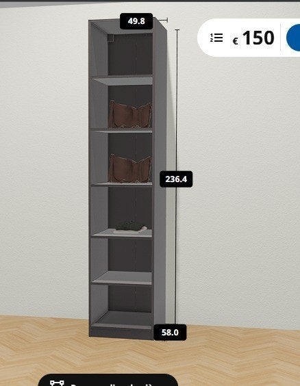 Armoire Pax 50x58x236 cm noir brun Ikea, Enlèvement, Verre