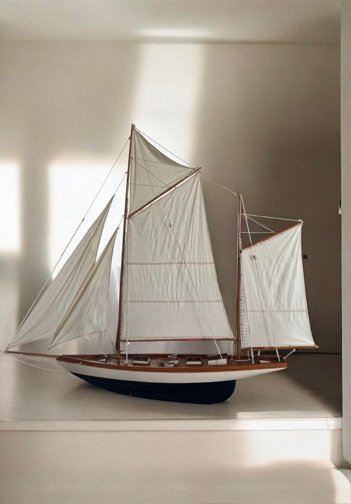 Zeiljachtmodel, blauw-wit, tweemastig maquette, Comme neuf, Enlèvement, Multicolore, Classique