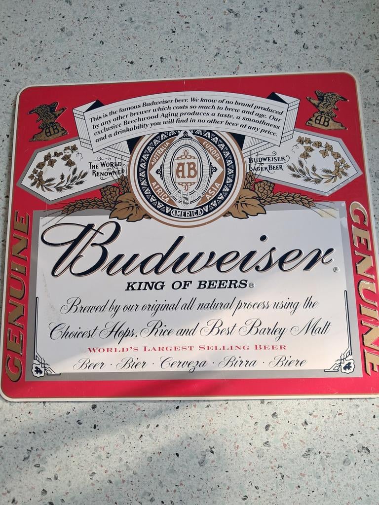 Budweiser king of beers!!!!original colours met goud!!!, Verzamelen, Merken en Reclamevoorwerpen, Verzenden