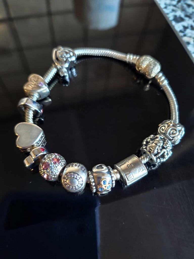 Bracelet et breloques Pandora, Enlèvement ou Envoi, Comme neuf, Argent