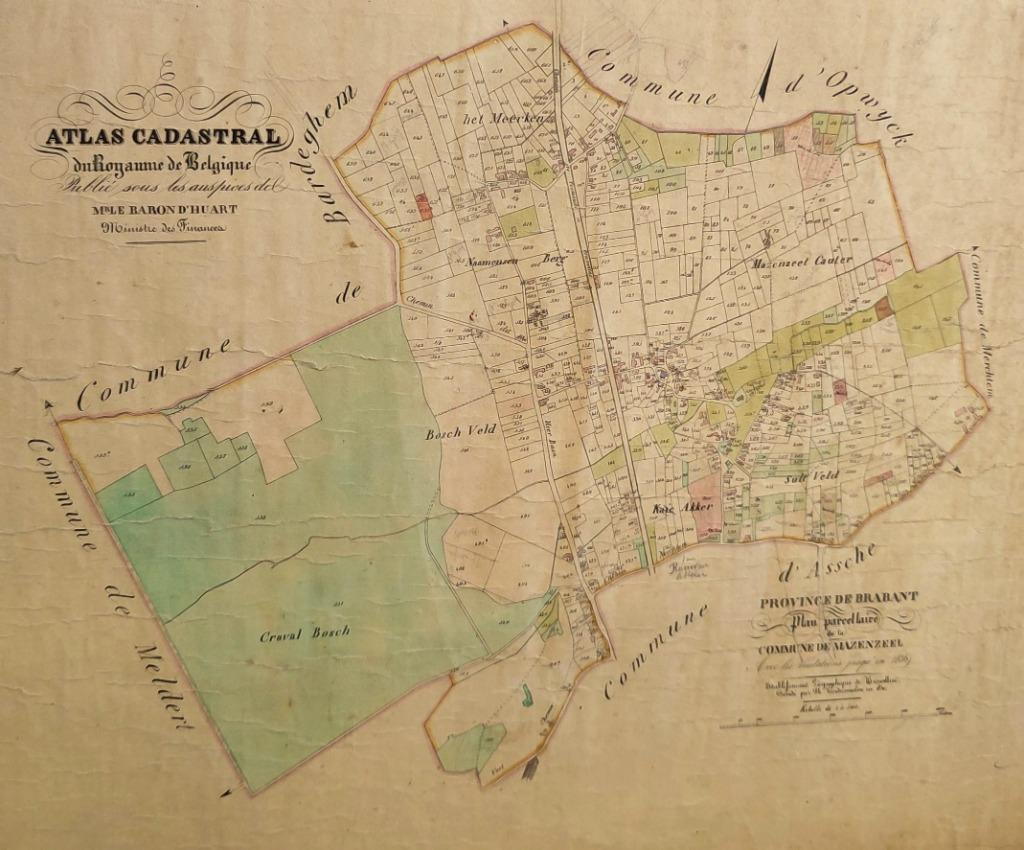 ancien plan de cadastre original Mazenzele, 1836, Enlèvement