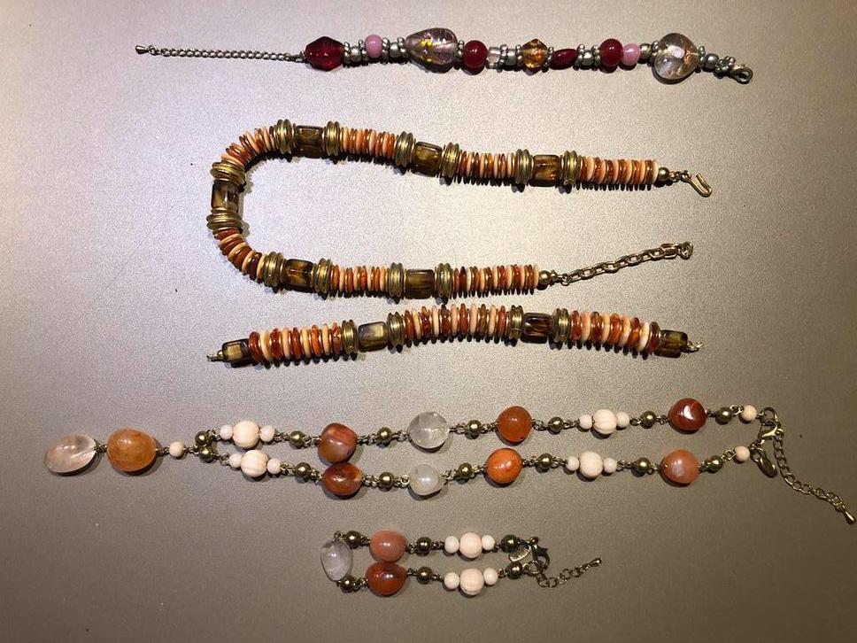 2x Ketting + armband met glaskralen of halfedelstenen, Ophalen of Verzenden, Zo goed als nieuw, Steen of Mineraal
