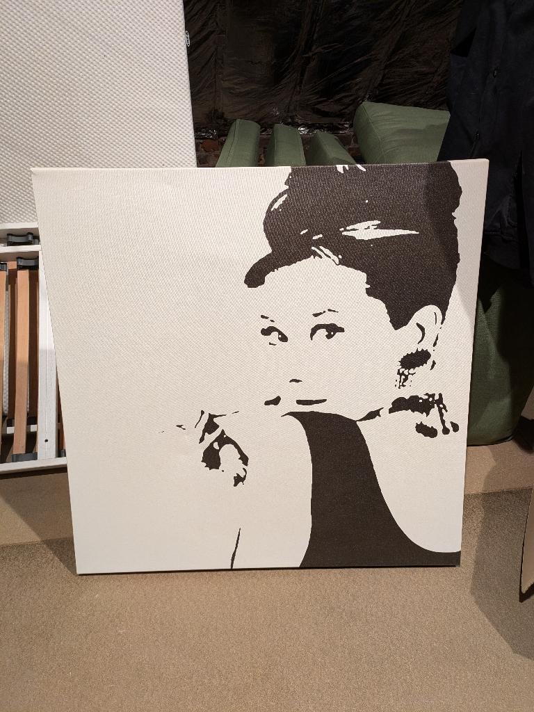 Canvas Audrey Hepburn 90x90, Huis en Inrichting, Ophalen, Gebruikt, Schilderij, 75 tot 100 cm