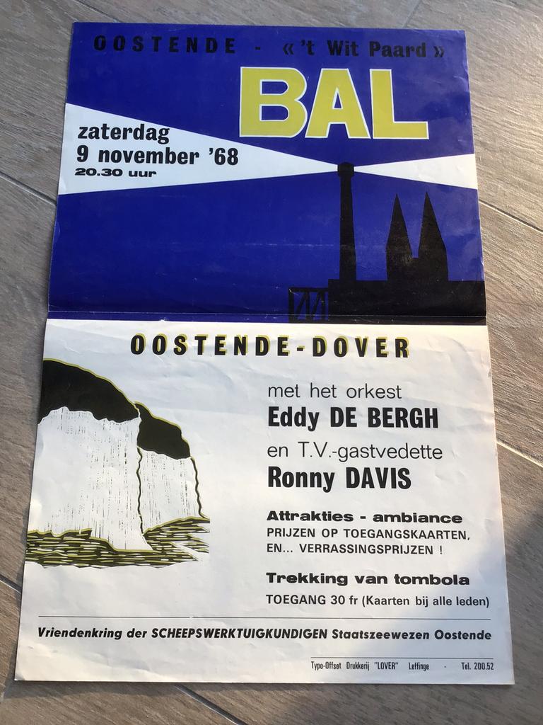 Affiche Oostende 1968 ‘t Wit Paard, Enlèvement ou Envoi