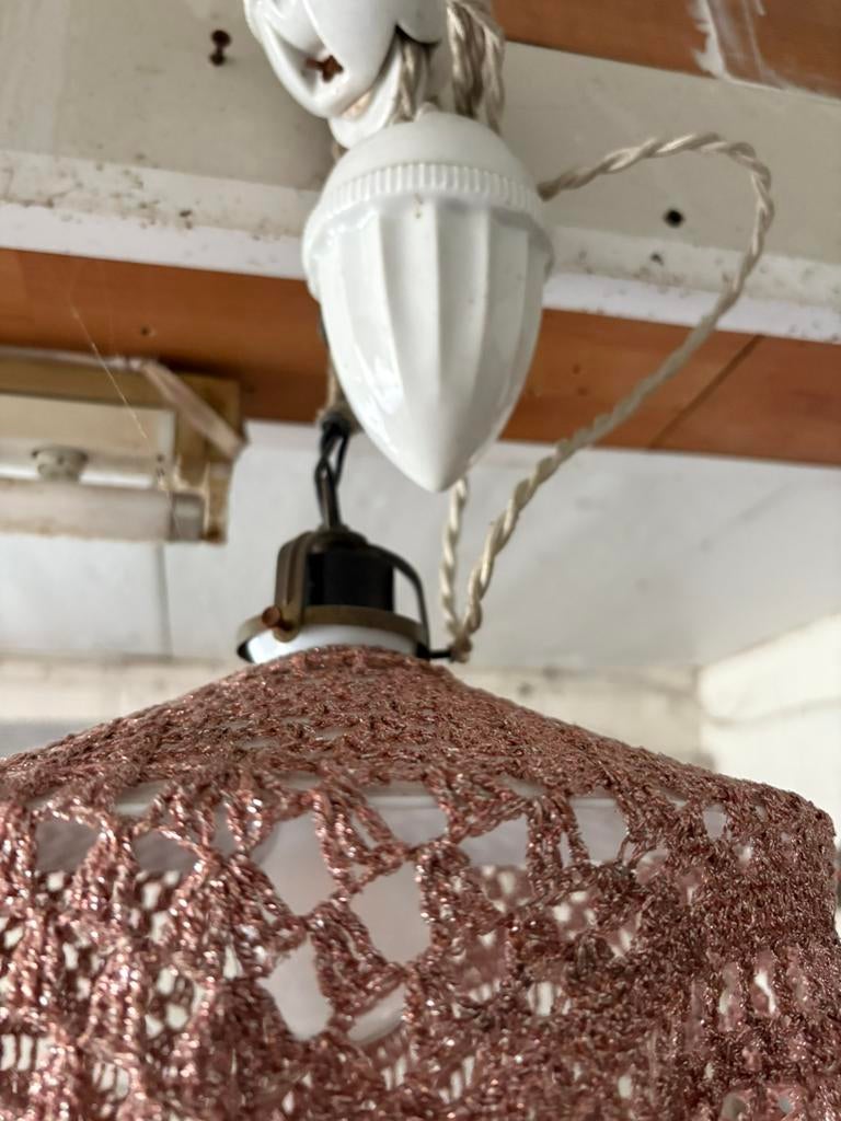 Porseleinen hanglamp met gewicht en katrol, Ophalen, Zo goed als nieuw