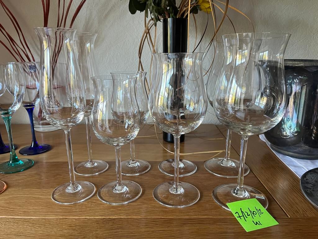Collection verres en crystal à pied vins et flutes champagne, Enlèvement, Comme neuf