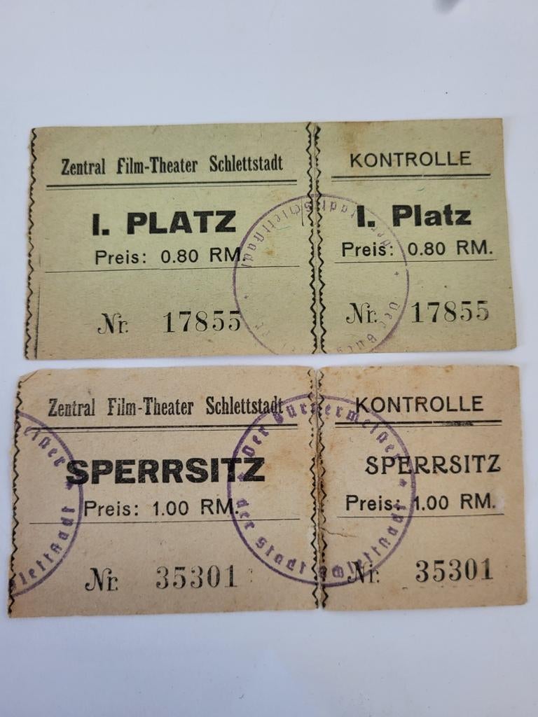 Cinema tickets wo2, Ophalen of Verzenden