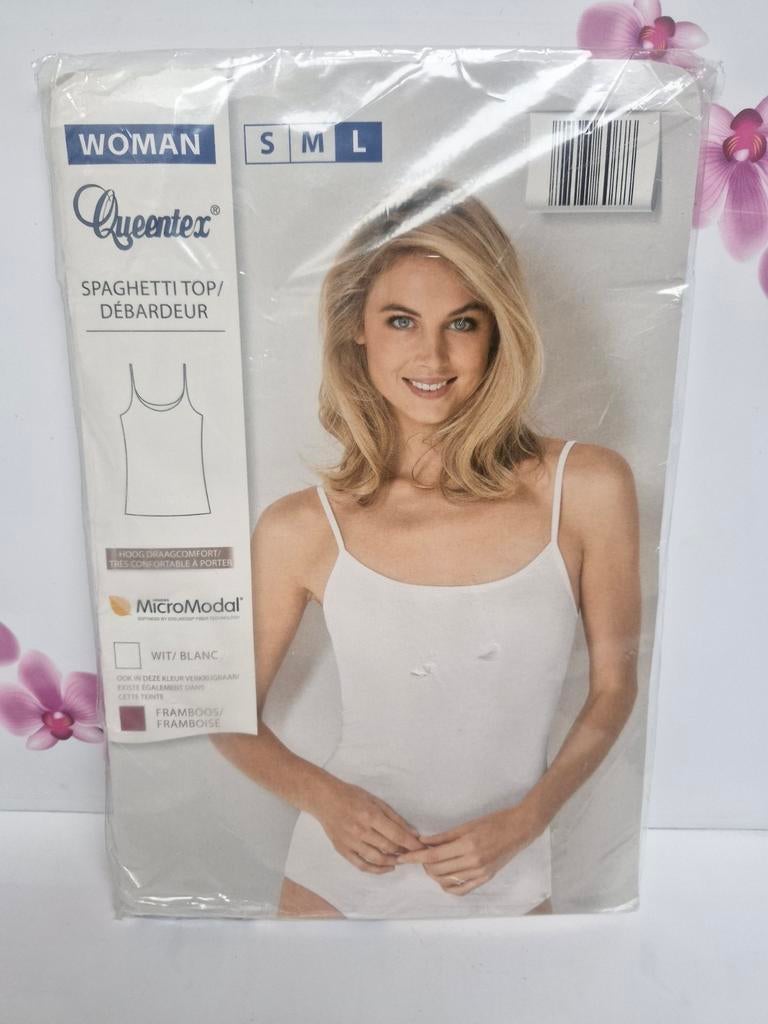 🤍 Top spaghetti Queentex *nouveau*, Queentex, Enlèvement ou Envoi, Blanc, Autres types