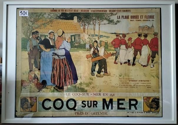 Affiche De Haan in wit kader, Antiek en Kunst, Ophalen