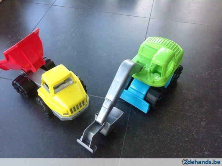 Kiepwagen en bulldozer plastiek in perfecte staat, Ophalen, Gebruikt