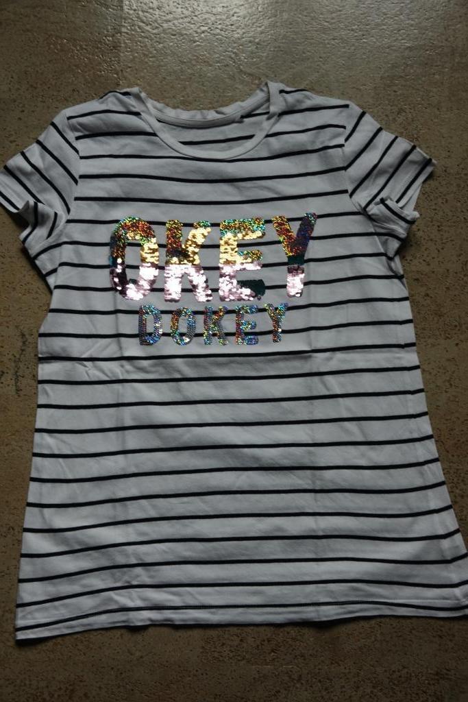 Marine gestreept T-shirt glitter pailletten maat 170-176, Enlèvement ou Envoi, Chemise ou À manches longues, C&a, Utilisé