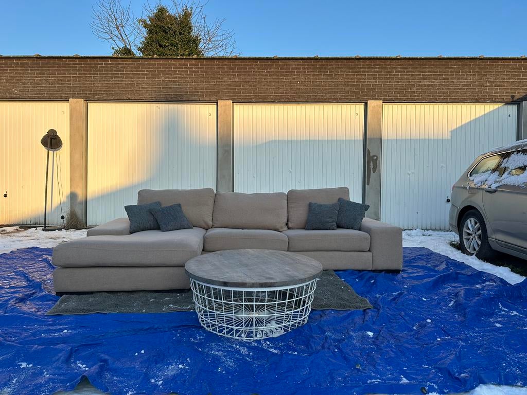 ‼️UITVERKOOP ‼️ MOET WEG ‼️ PRACHTIGE BEIGE HOEKZETEL |, Trois personnes, 250 à 300 cm, 125 à 150 cm, Comme neuf