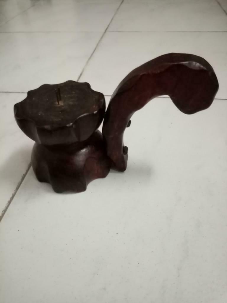 Bougeoir en bois brun foncé, Ophalen, Bruin, Zo goed als nieuw, Kandelaar
