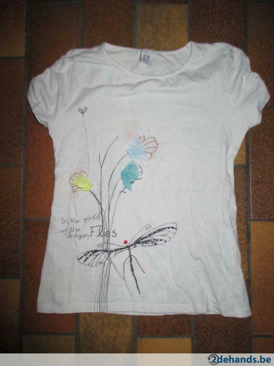 wit T-shirt meisje Zara maat 140 cm 9-10 jaar, Ophalen of Verzenden, Gebruikt, Shirt of Longsleeve