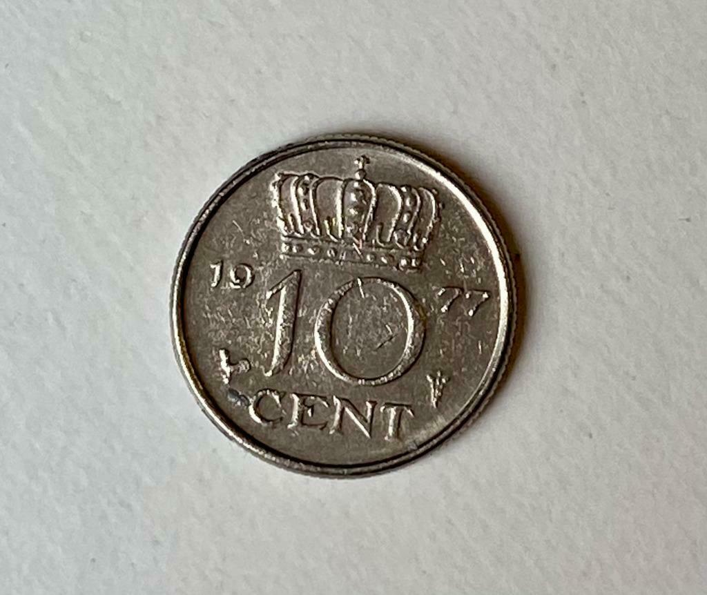 Muntstuk 10 cent van de Nederlandse gulden 1977, Ophalen of Verzenden, Koningin Juliana, 10 cent, Losse munt